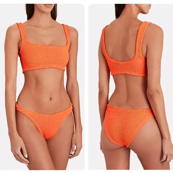 NWT Hunza G Xandra Orange Bikini Set Swimsuit Crinkle Swimwear Revolve Harrods - Picture 4 of 9
